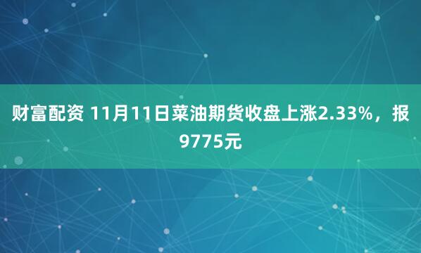 财富配资 11月11日菜油期货收盘上涨2.33%，报9775元